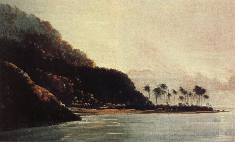 unknow artist en uy fran vaite piha bukten pa syd ostra delen av tahiti malad av expeditionskonstnaren hodges oil painting picture